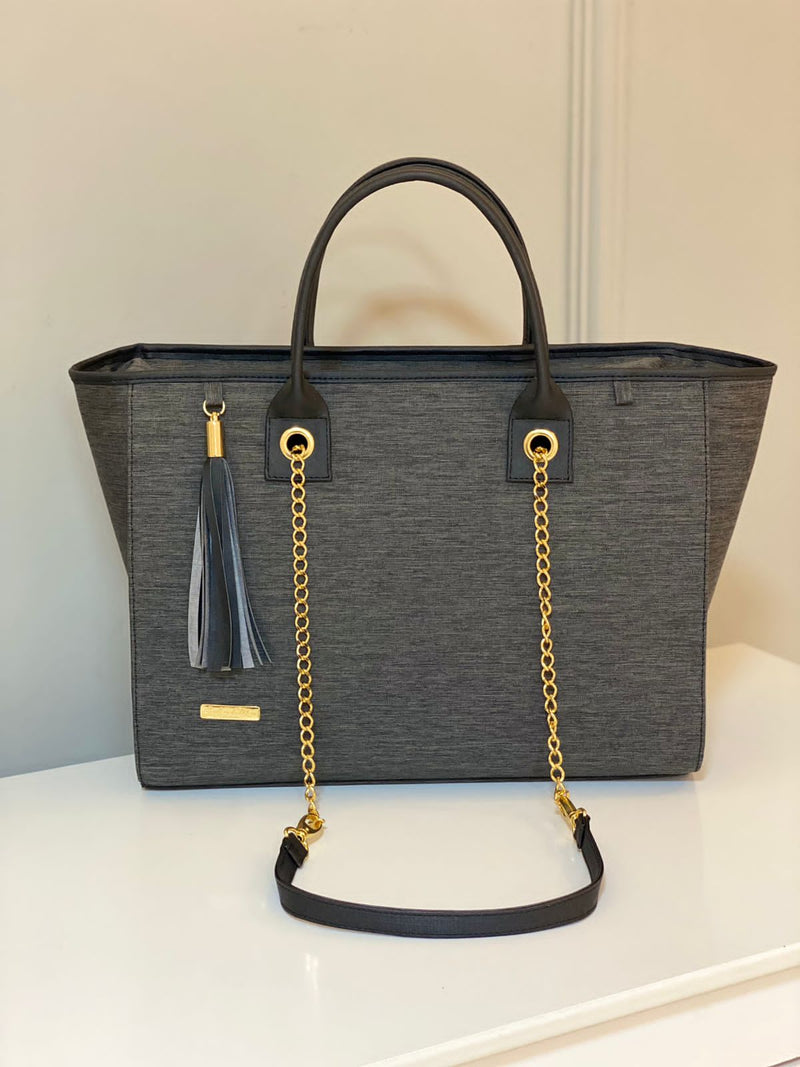 Bolsa Luxo da Mamãe (Linho Preto - Preto)